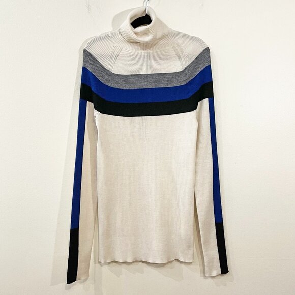 Like New Athleta Brookshire Merino Blend Colorblock Stripe Sweater White XS - Picture 2 of 7